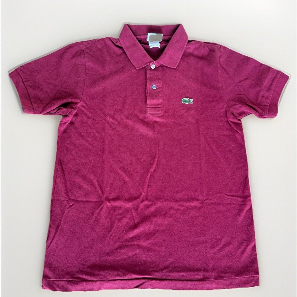 Authentic Lacoste Mens  Size M FR 2 Short Sleeve Maroon Classic GUC